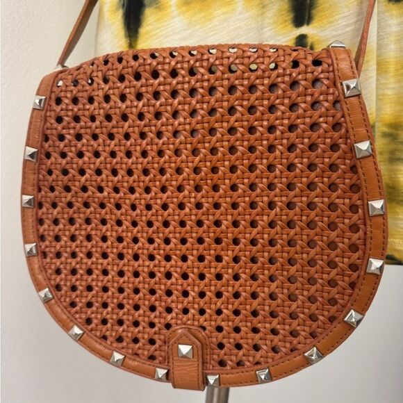 Rebecca Minkoff Skylar Woven Leather Crossbody Bag Tan - Picture 3 of 16